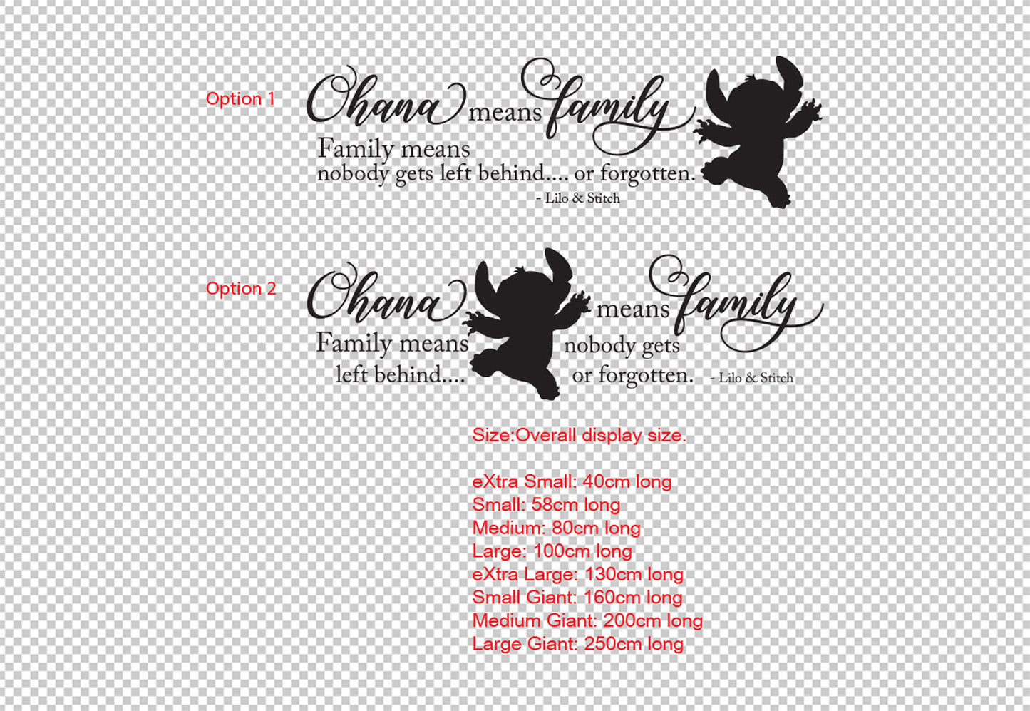Ohana means family Lilo & Stitch Wall Door Vinyl Decal Sticker — shown applied