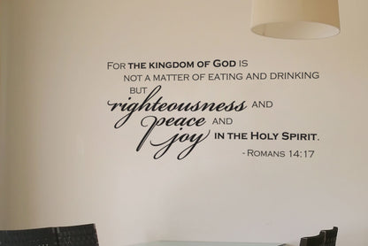 Bible Verse Wall Decal Romans 14:17 Kingdom of God — product photo