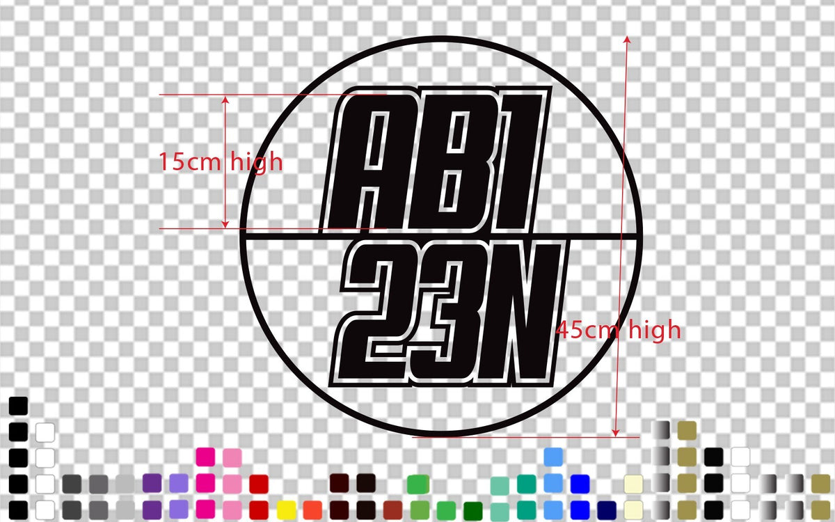 2x Boat Rego Decals 45cm Round 15cm Letters — product photo