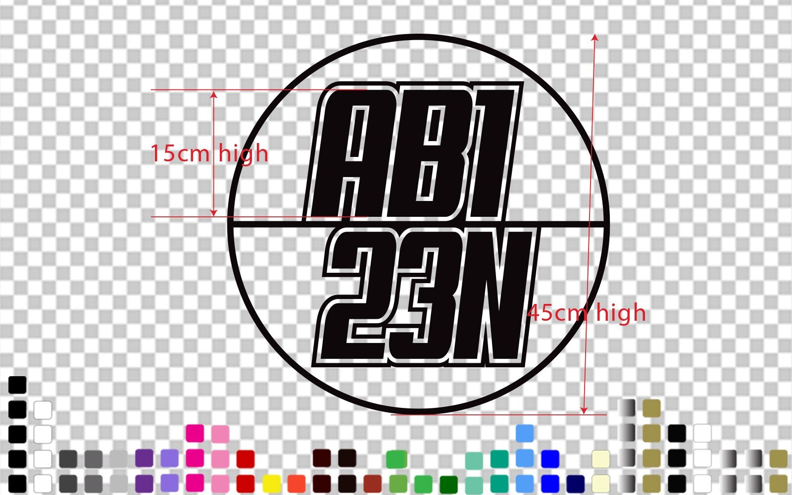 2x Boat Rego Decals 45cm Round 15cm Letters — product photo