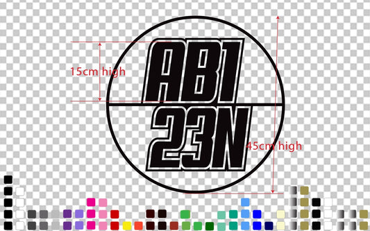 2x Boat Rego Decals 45cm Round 15cm Letters — product photo
