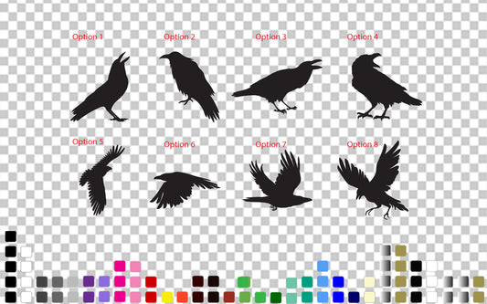 Raven silhouette vinyl decal sticker Crow Black Bird Witchcraft Pagan Car Ute — product photo