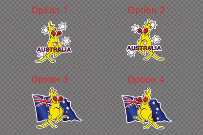 Boxing Kangaroo Flag Car Sticker Decal Australia Day Aussie Pride Spirit Symbol — shown applied