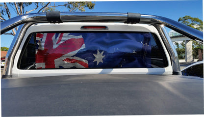 Distressed Australian Flag One Way Vision Decal Ute 4x4 Rear Window Perforated — product photo