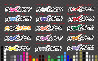 Custom F*ck Fck Cancer Car Decal Sticker Ribbon Breast Prostate Skin Colon Pink — product photo