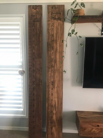 Ruler wall Vinyl decal sticker growth chart DIY wooden vintage height chart — in use