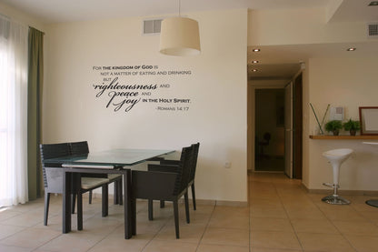 Bible Verse Wall Decal Romans 14:17 Kingdom of God — shown applied