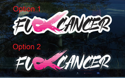 F*ck Breast Cancer Grunge Ribbon Decal - Pink Warrior Sticker for Car Window — shown applied