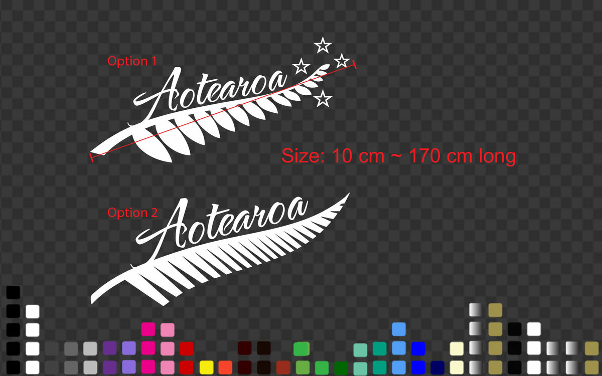 Silver Fern Aotearoa Sticker Decal New Zealand Maori Car Window Wall Laptop — size guide