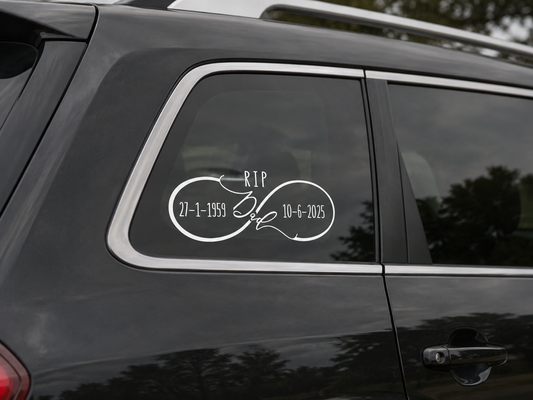 Custom RIP Infinity Memorial Decal for Dad Mum Pop | Dates Vinyl Sticker