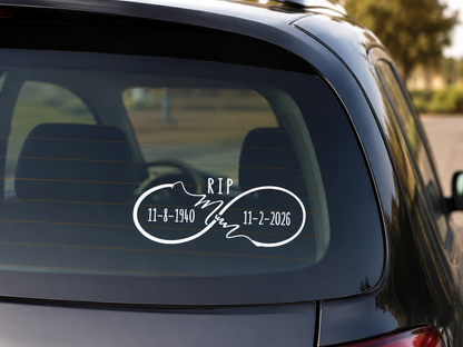 Custom RIP Infinity Memorial Decal for Dad Mum Pop | Dates Vinyl Sticker