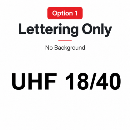 UHF channel decal Option 1 — black lettering only with no background