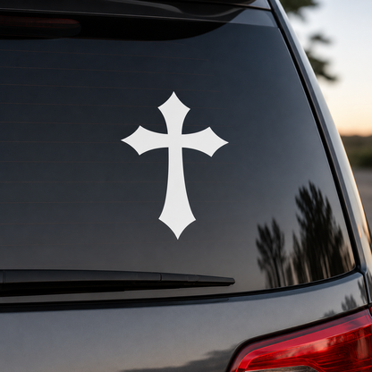 Latin Gothic Cross Sticker Decal – for Car Bike Helmet