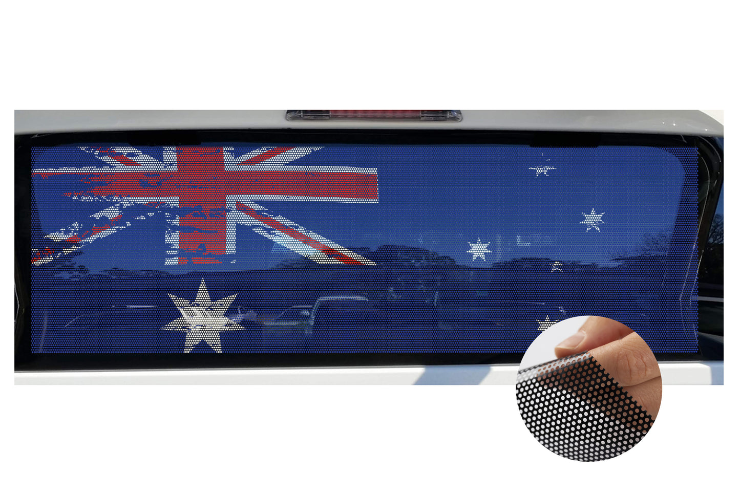 Distressed Waving Australian FLAG Window Perforated Decal