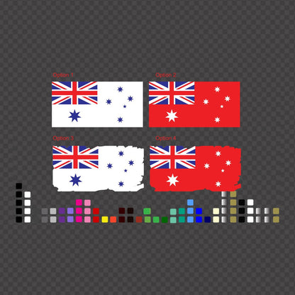 White and red ensign flag decal – four Australian flag options with clean and distressed edges