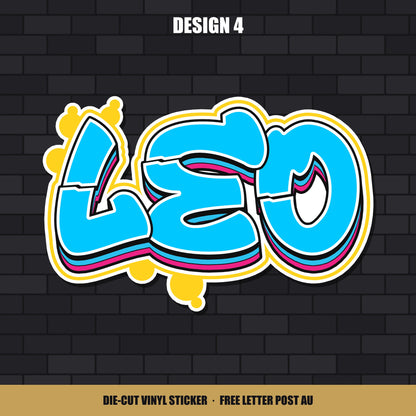 Design 4 custom graffiti name sticker, shown with the name Leo