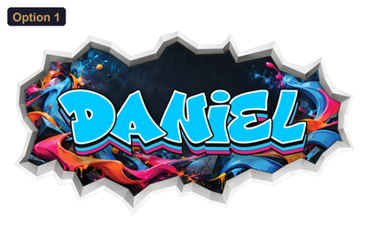 Option 1 - bold bubble letters on the graffiti paint scene