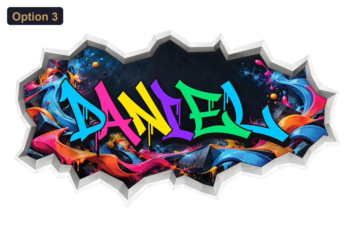 Option 3 - multicolour wild-style letters on the graffiti paint scene
