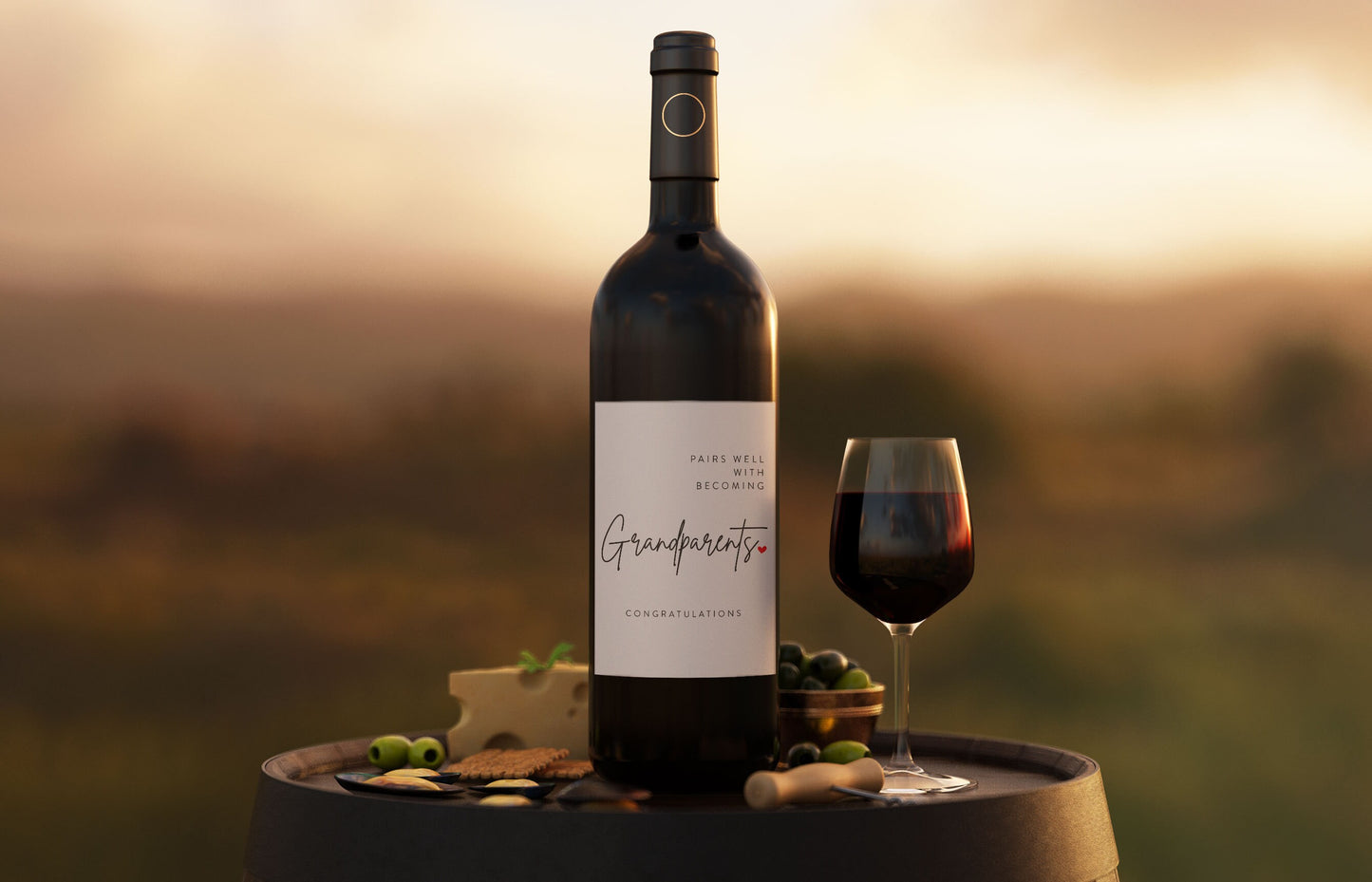 2x Grandparents Wine Label: Pregnancy Announcement Gift, Bubble-Free – view 3