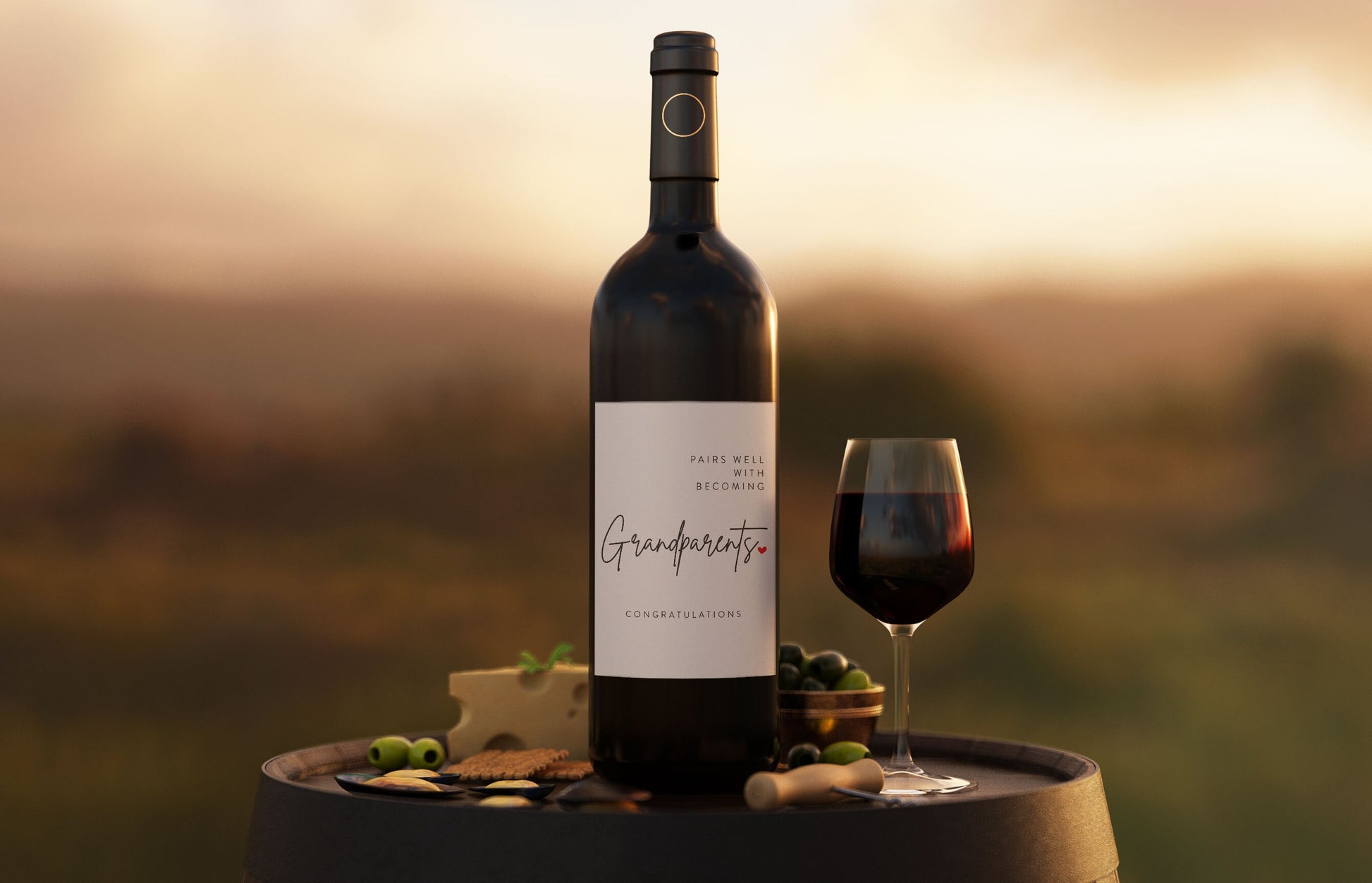 2x Grandparents Wine Label: Pregnancy Announcement Gift, Bubble-Free – view 3