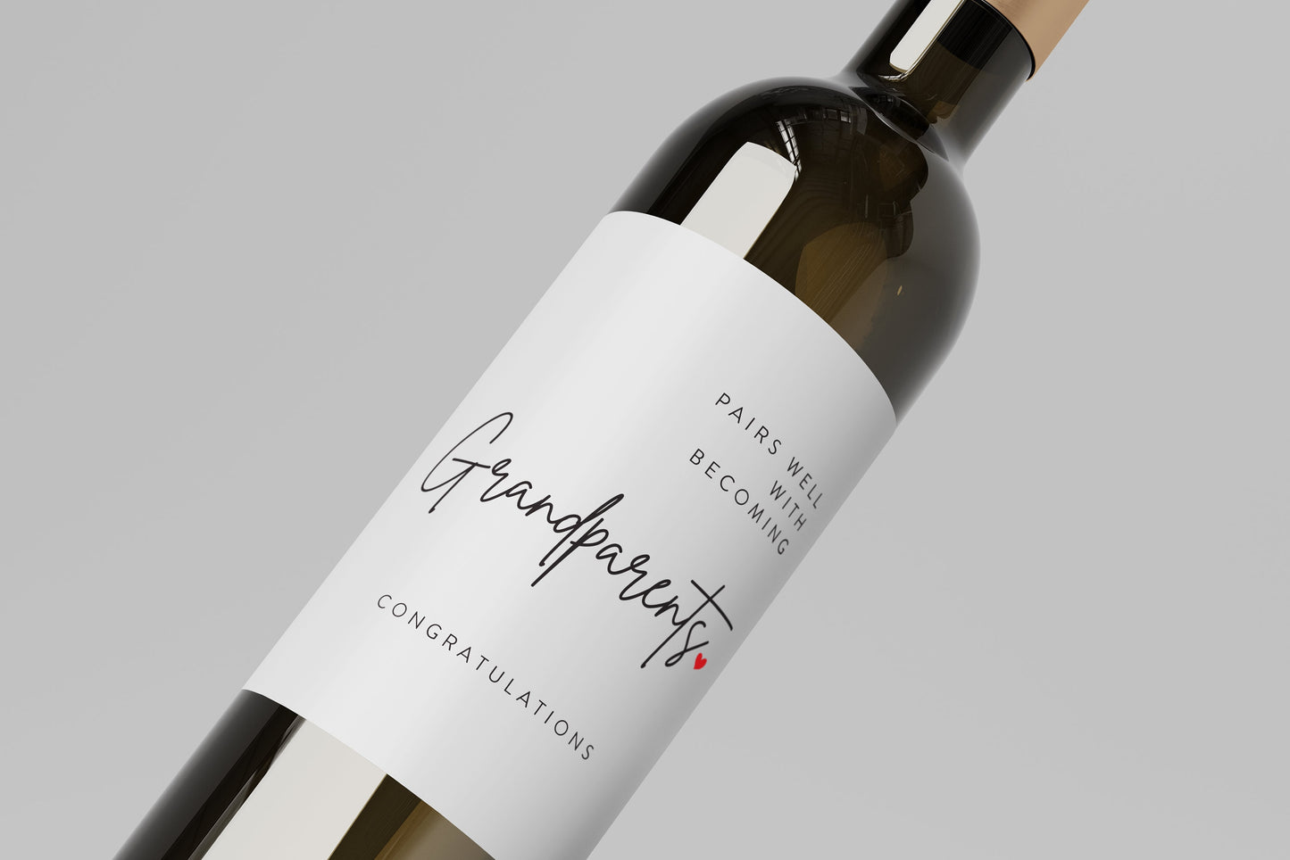 2x Grandparents Wine Label: Pregnancy Announcement Gift, Bubble-Free