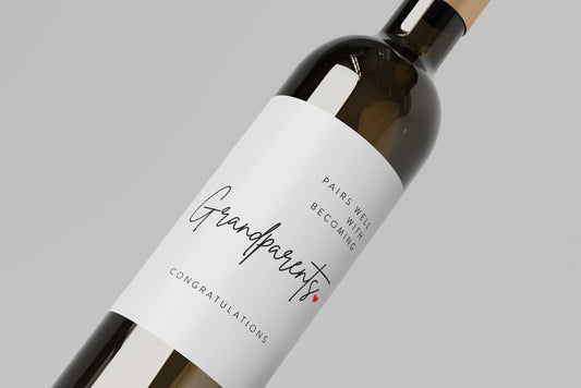 2x Grandparents Wine Label: Pregnancy Announcement Gift, Bubble-Free