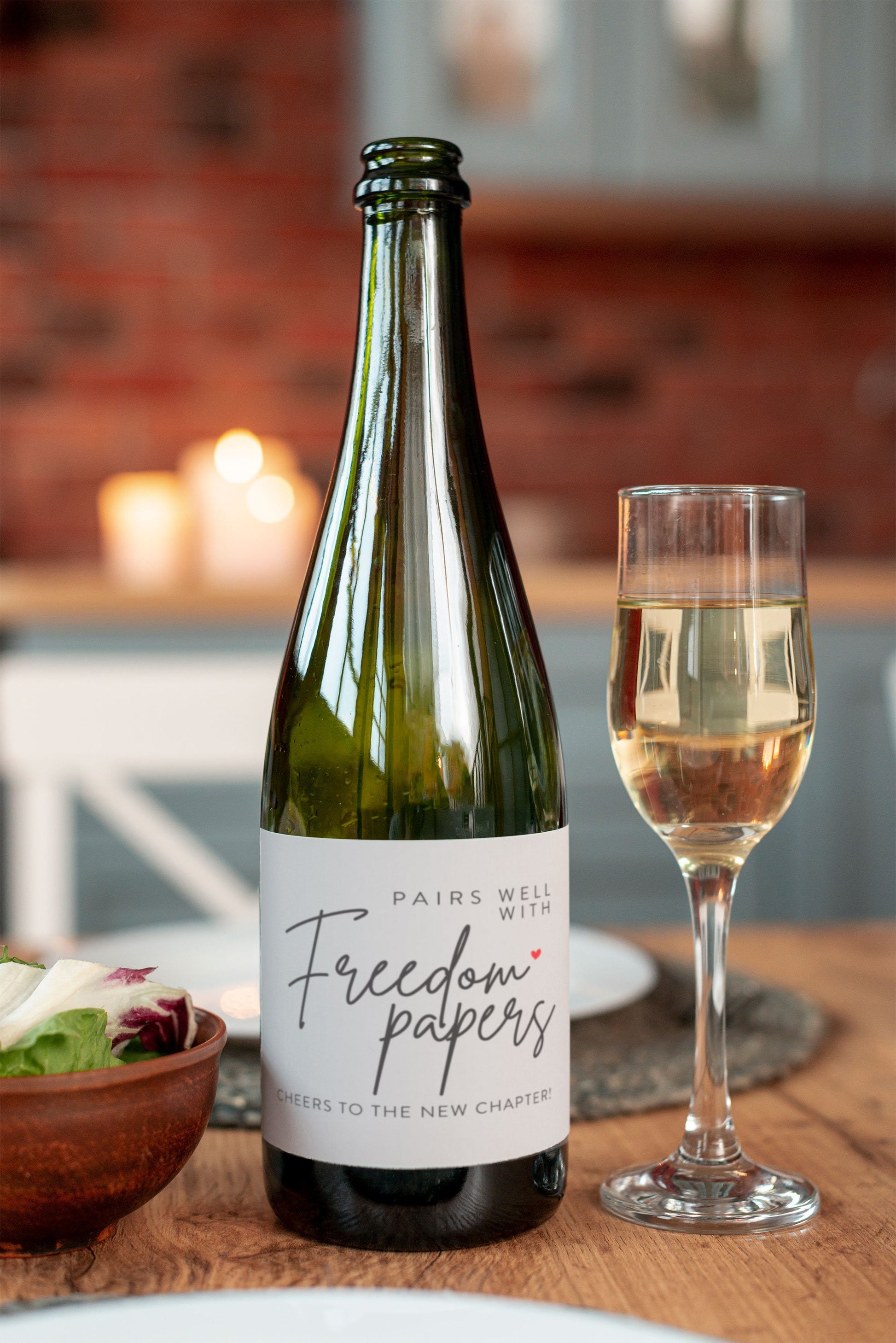Divorce Wine Label: Pairs Well with Freedom Papers - Funny Celebration Sticker (Set of 2) – view 4