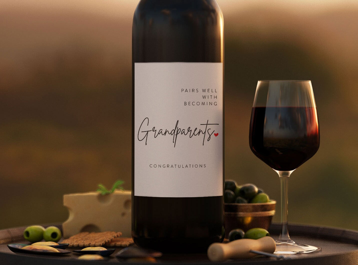 2x Grandparents Wine Label: Pregnancy Announcement Gift, Bubble-Free – view 2