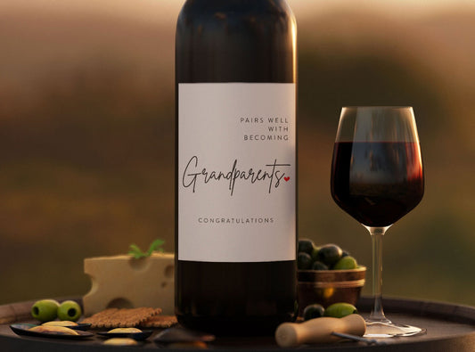 2x Grandparents Wine Label: Pregnancy Announcement Gift, Bubble-Free – view 2