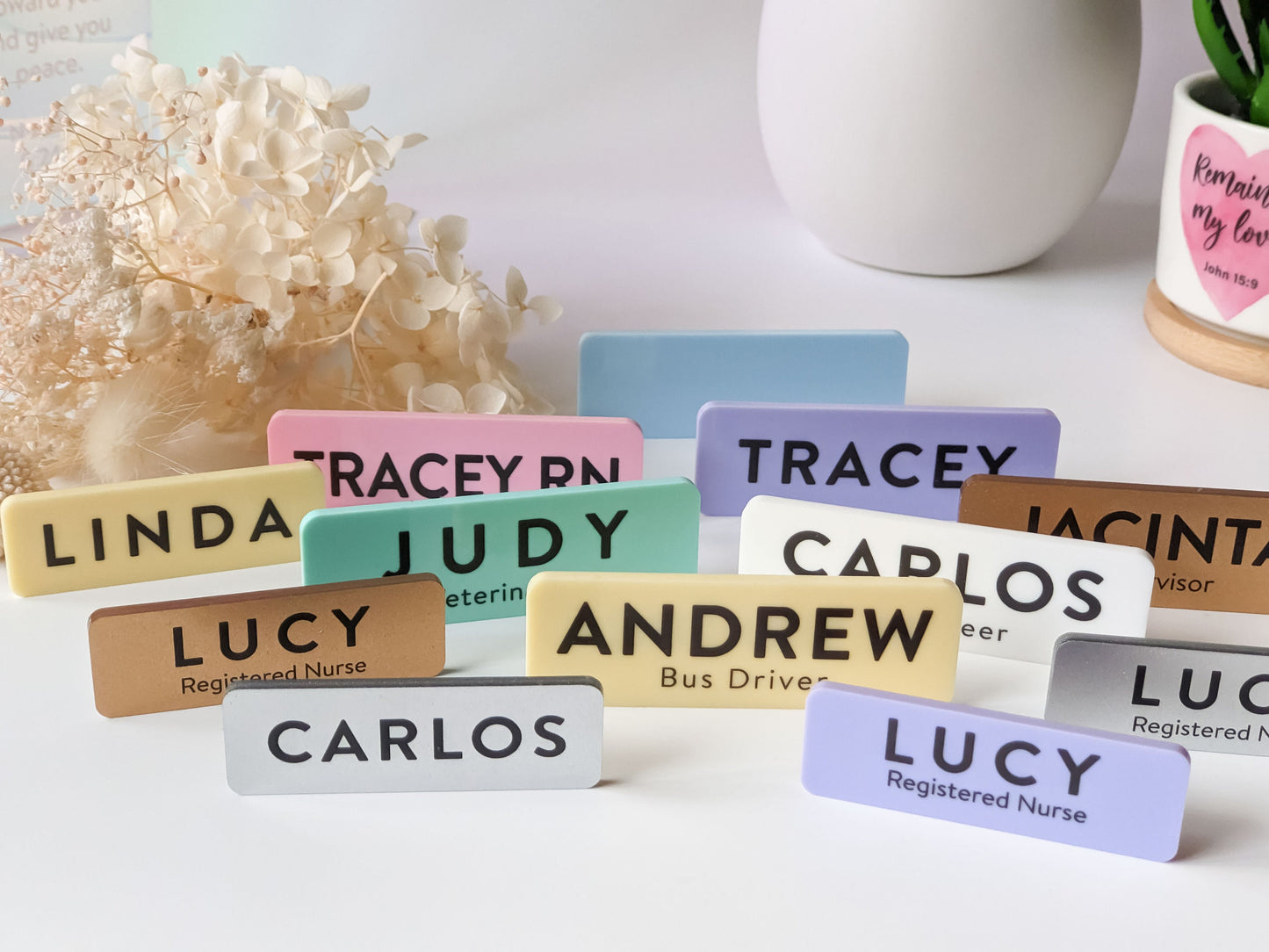 Custom Acrylic Name Badge: Pastel & Metallic, Pin or Magnetic – view 2
