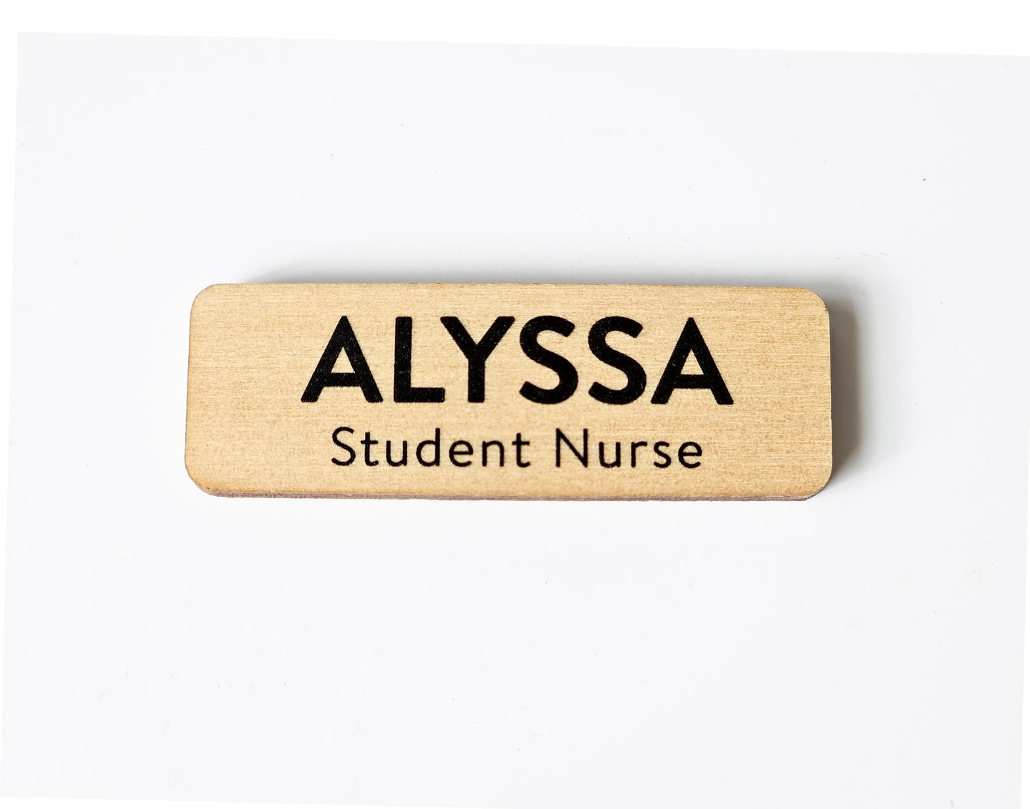 Custom Wooden Name Badge: UV Printed, Pin or Magnetic Fastener – view 4