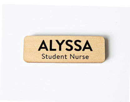 Custom Wooden Name Badge: UV Printed, Pin or Magnetic Fastener – view 4