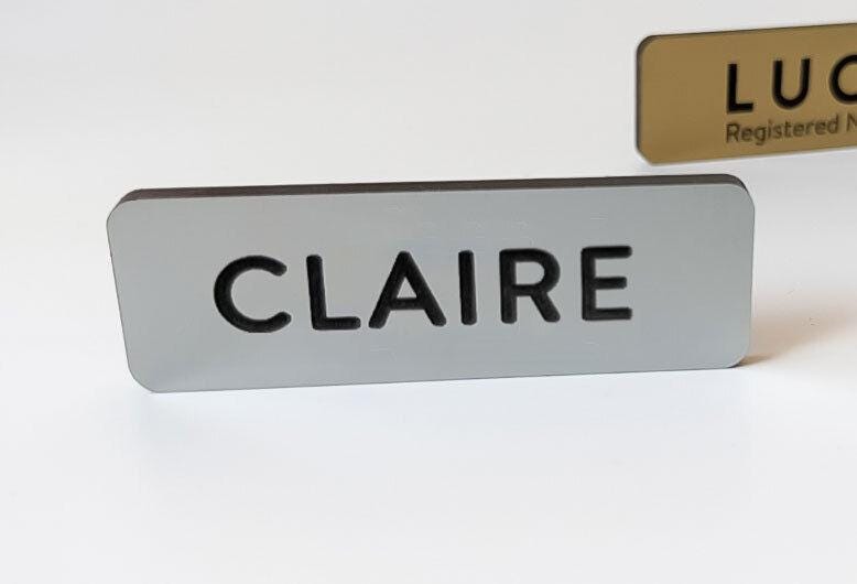 Custom Engraved Acrylic Name Badge: Business Staff ID, Pin or Magnetic – view 4