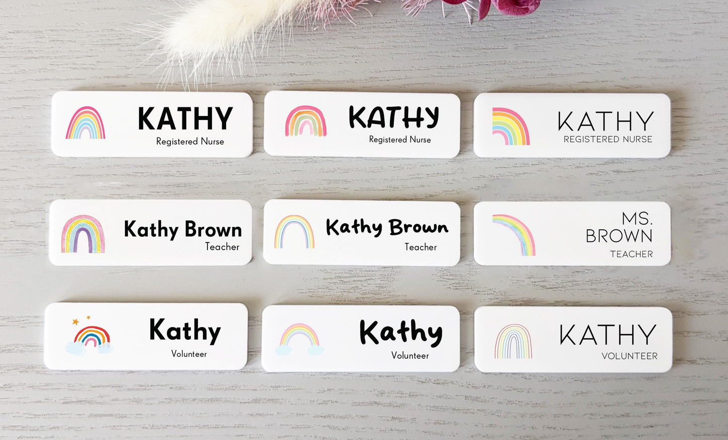 Rainbow Name Badge: Custom Acrylic ID for Staff, Volunteer, Teacher – view 3