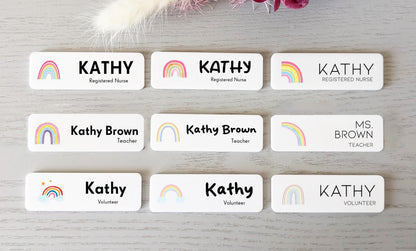 Rainbow Name Badge: Custom Acrylic ID for Staff, Volunteer, Teacher – view 3