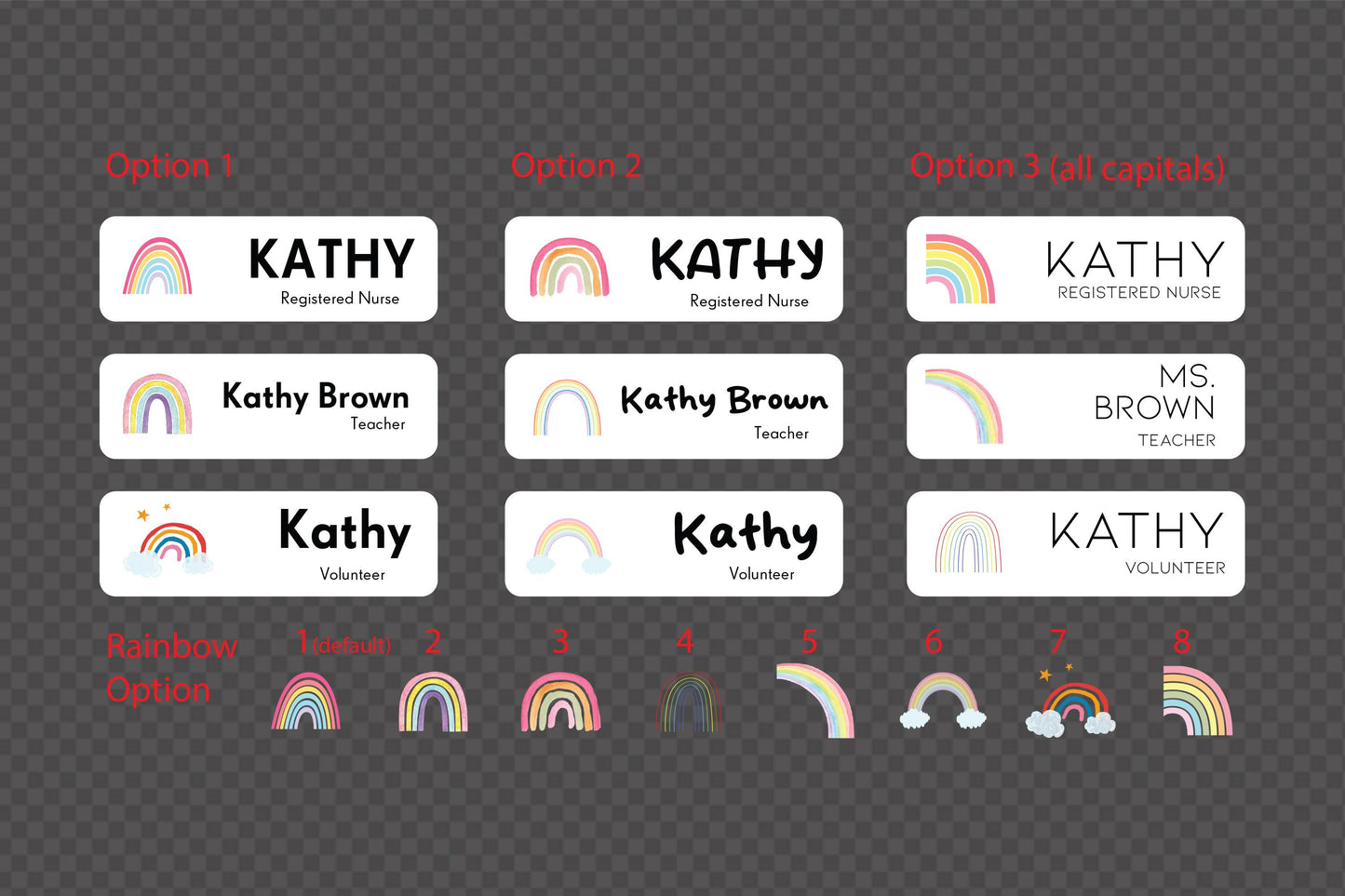 Rainbow Name Badge: Custom Acrylic ID for Staff, Volunteer, Teacher
