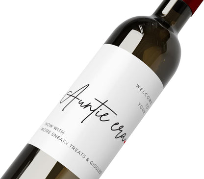 Welcome to Your Auntie Era Wine Labels: Pregnancy Announcement, Waterproof (Made in Australia) – view 4