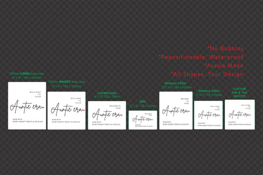 Welcome to Your Auntie Era Wine Labels: Pregnancy Announcement, Waterproof (Made in Australia) – view 2
