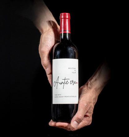 Welcome to Your Auntie Era Wine Labels: Pregnancy Announcement, Waterproof (Made in Australia) – view 6