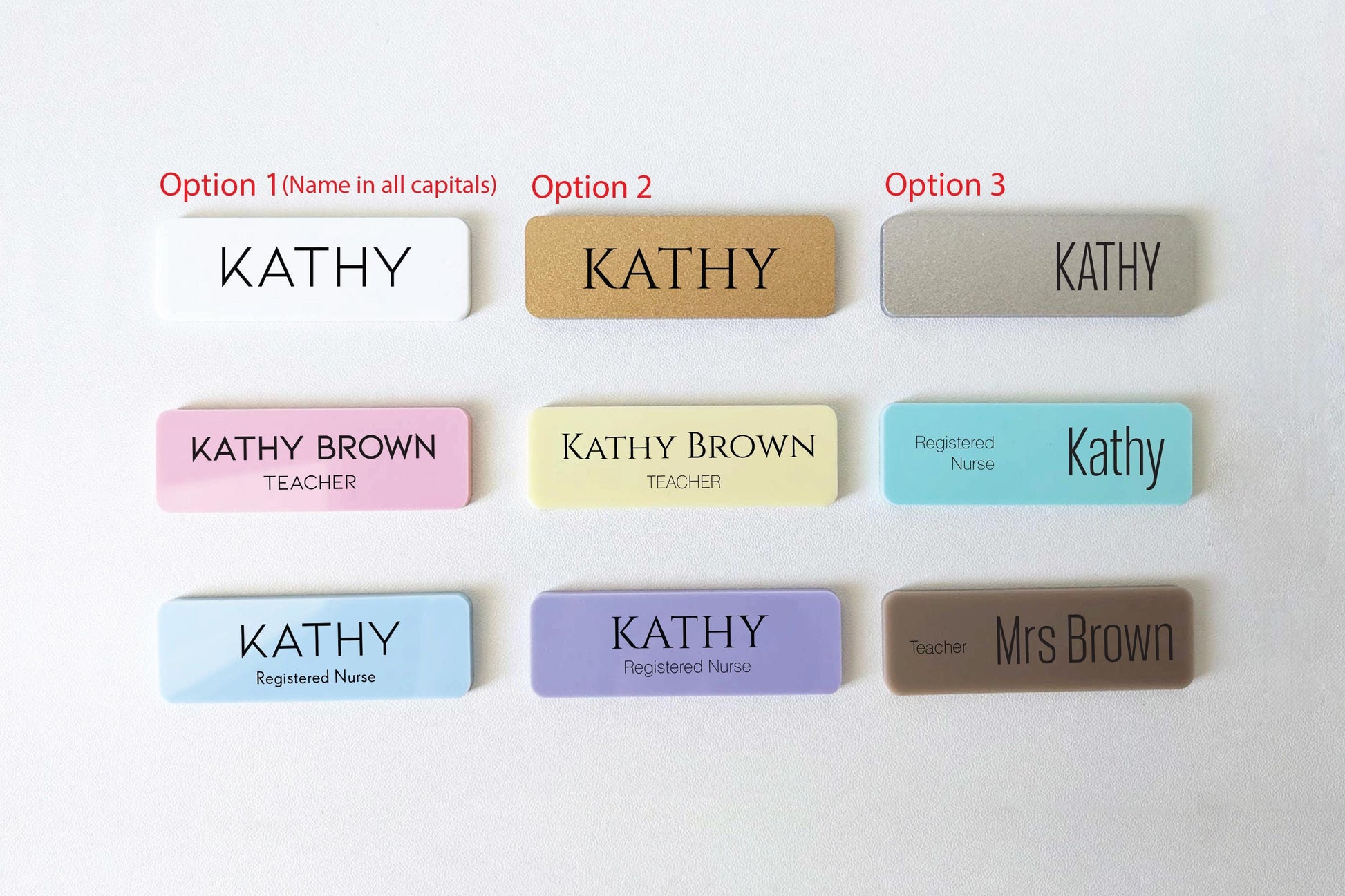 Custom Acrylic Name Badge: Minimalist Pastel Employee ID Tag – view 2