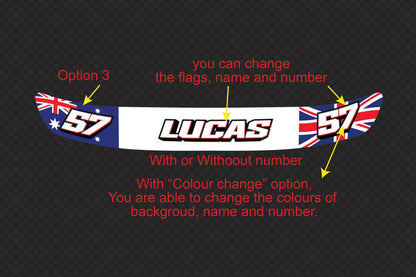 Custom Helmet Visor Decals: Name, Number & Australian Flag – view 4
