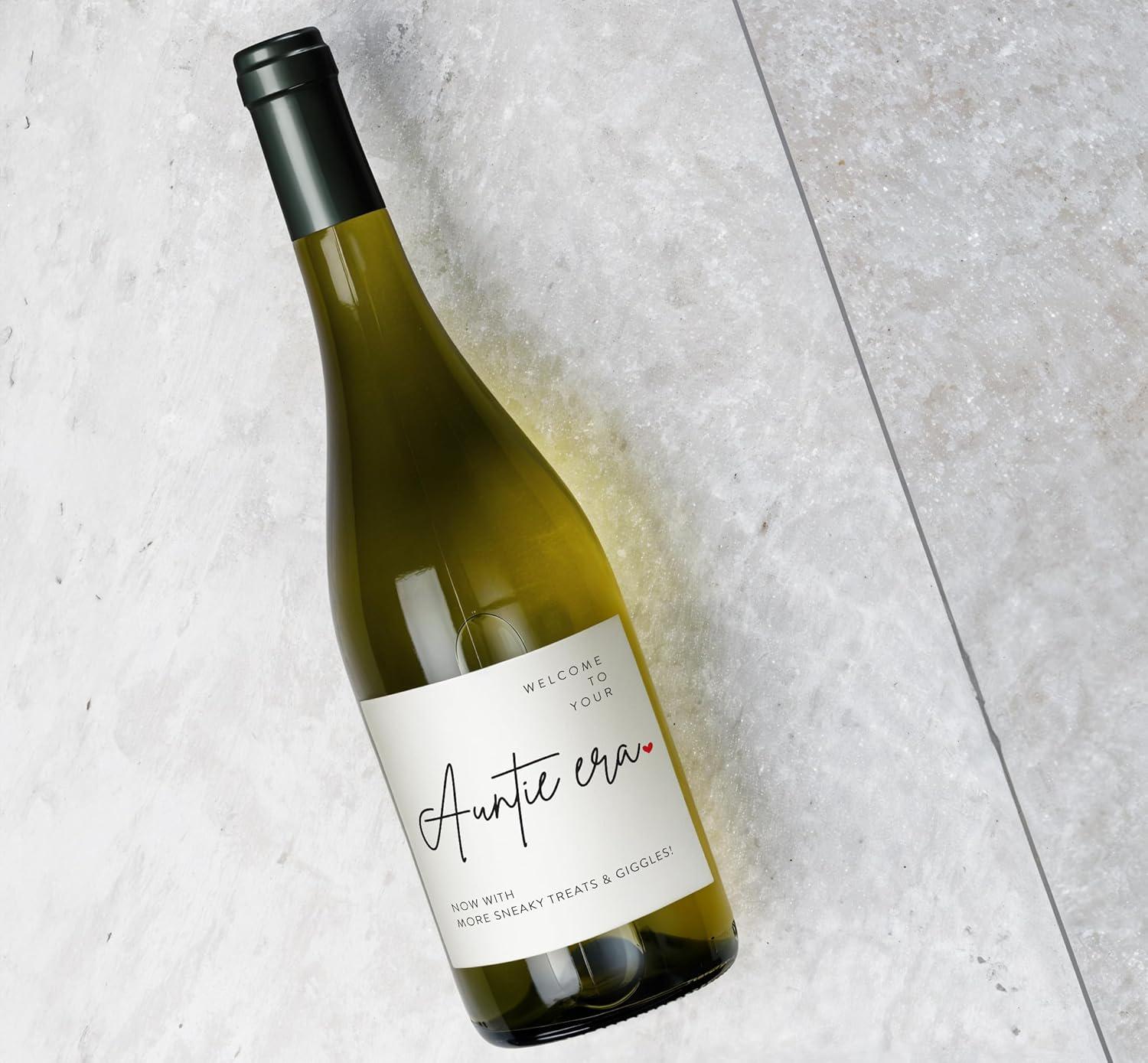 Welcome to Your Auntie Era Wine Labels: Pregnancy Announcement, Waterproof (Made in Australia) – view 3