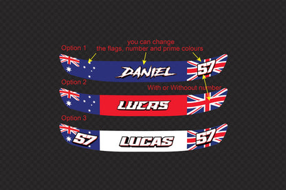 Custom Helmet Visor Decals: Name, Number & Australian Flag