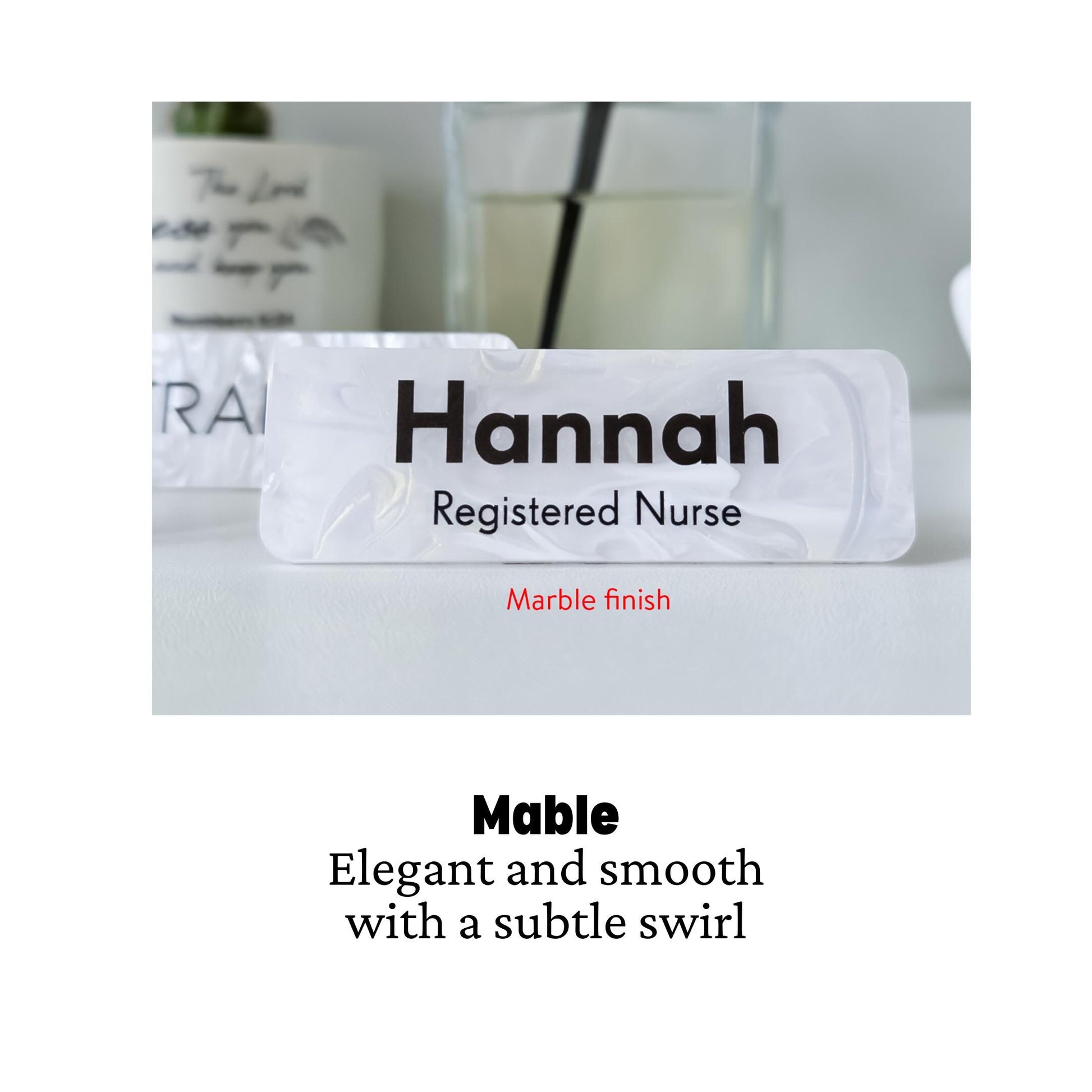 Custom Acrylic Name Badge: Pearl, Hologram, Marble, Frosted Finish,  work name tag – view 3