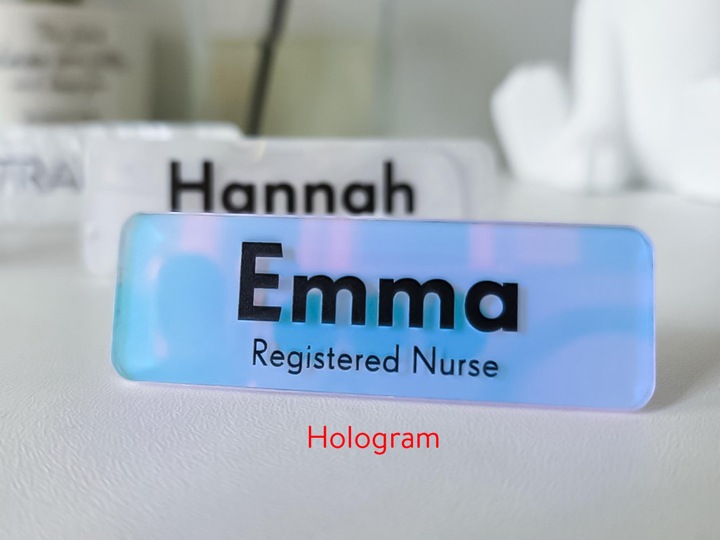 Custom Holographic Name Badge: Color Shift Acrylic ID – view 2