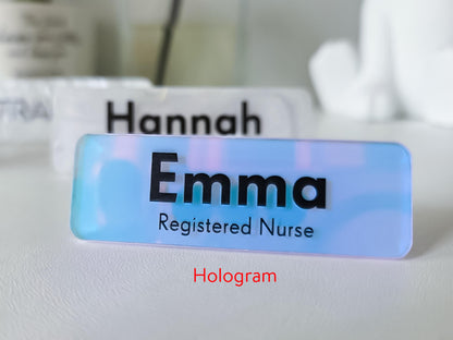 Custom Holographic Name Badge: Color Shift Acrylic ID – view 2