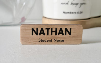 Custom Wooden Name Badge: UV Printed, Minimalist Design – view 2