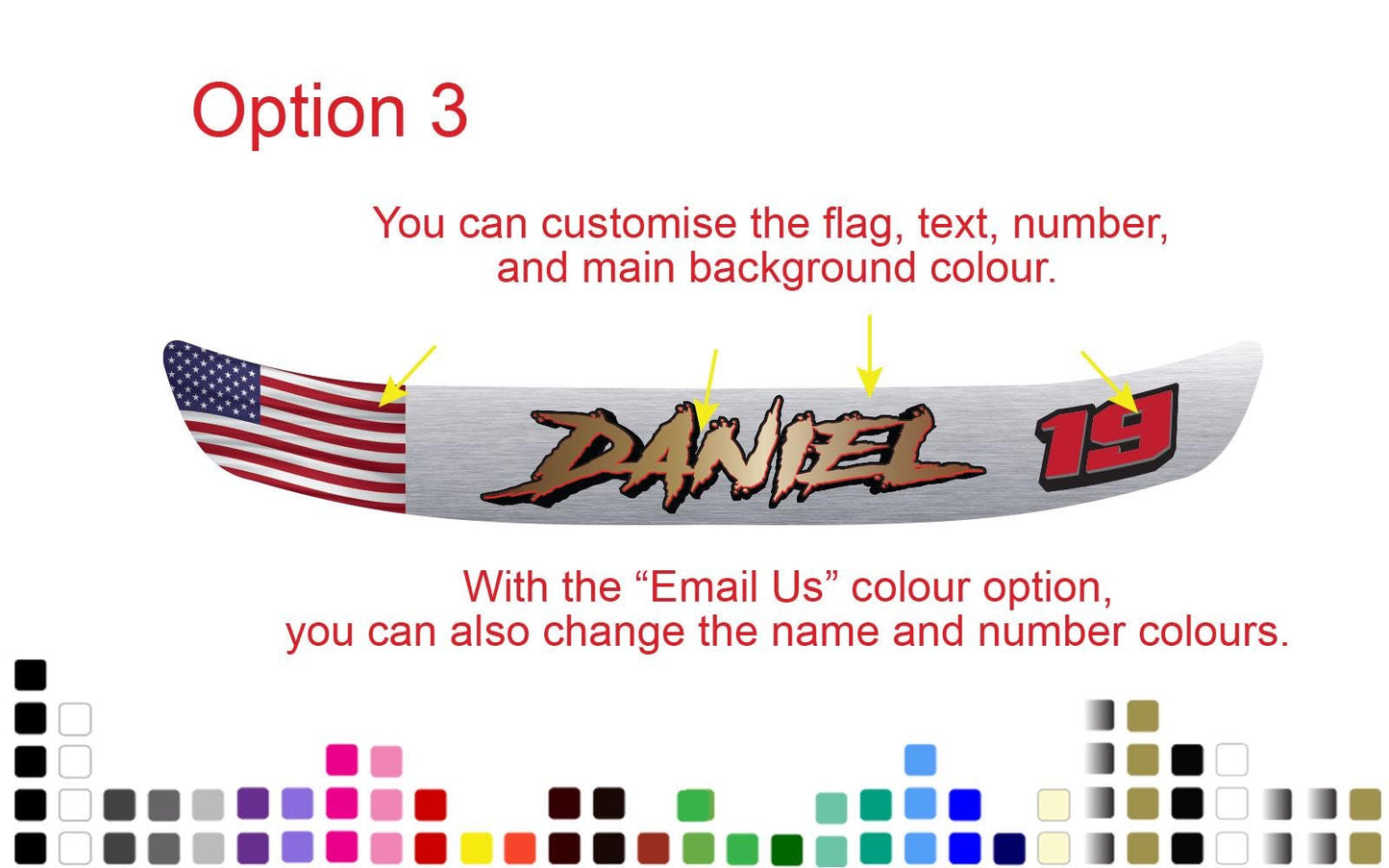 Custom Helmet Visor Decal: Flag, Text, Number - Bubble-Free (300mm) – view 4