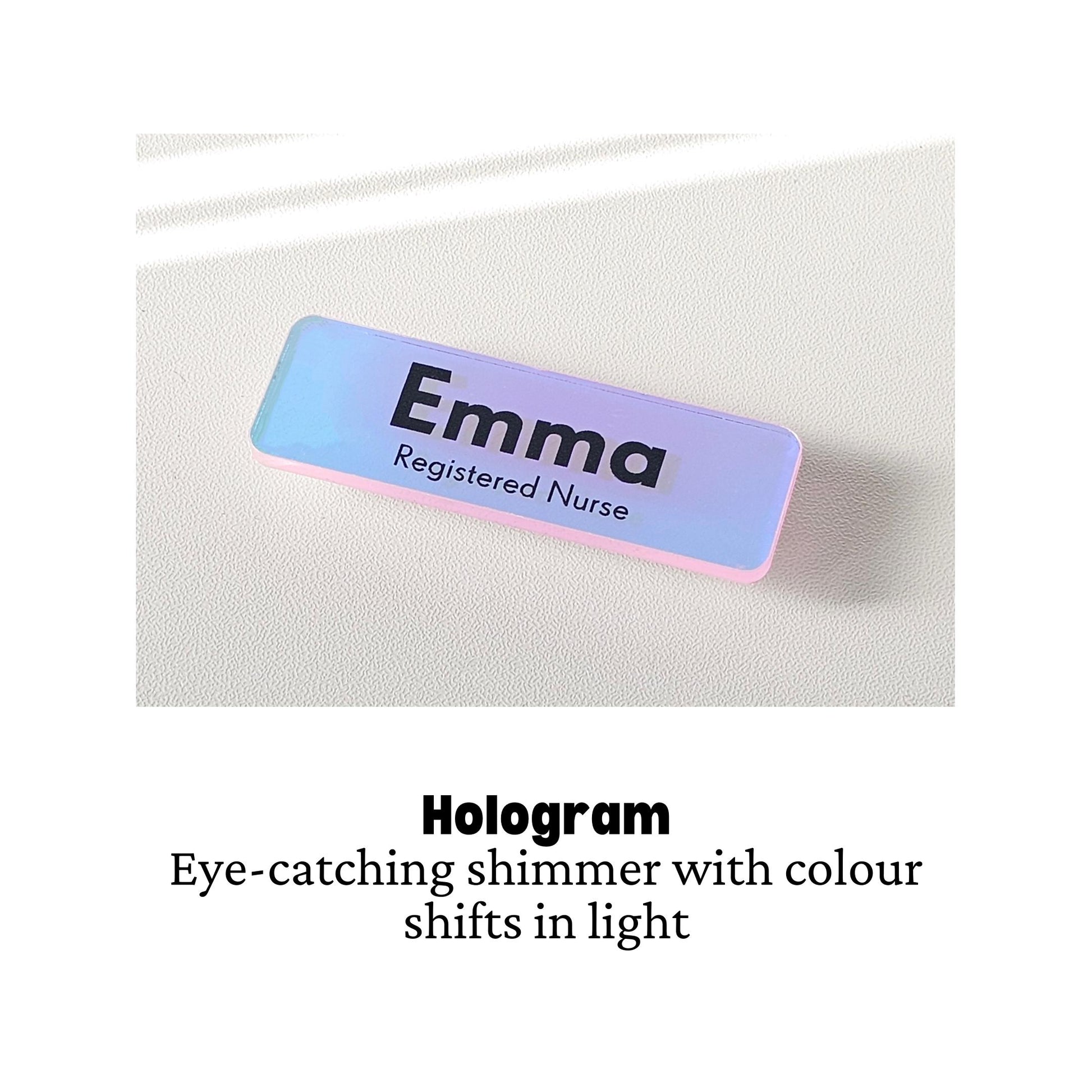 Custom Holographic Name Badge: Color Shift Acrylic ID