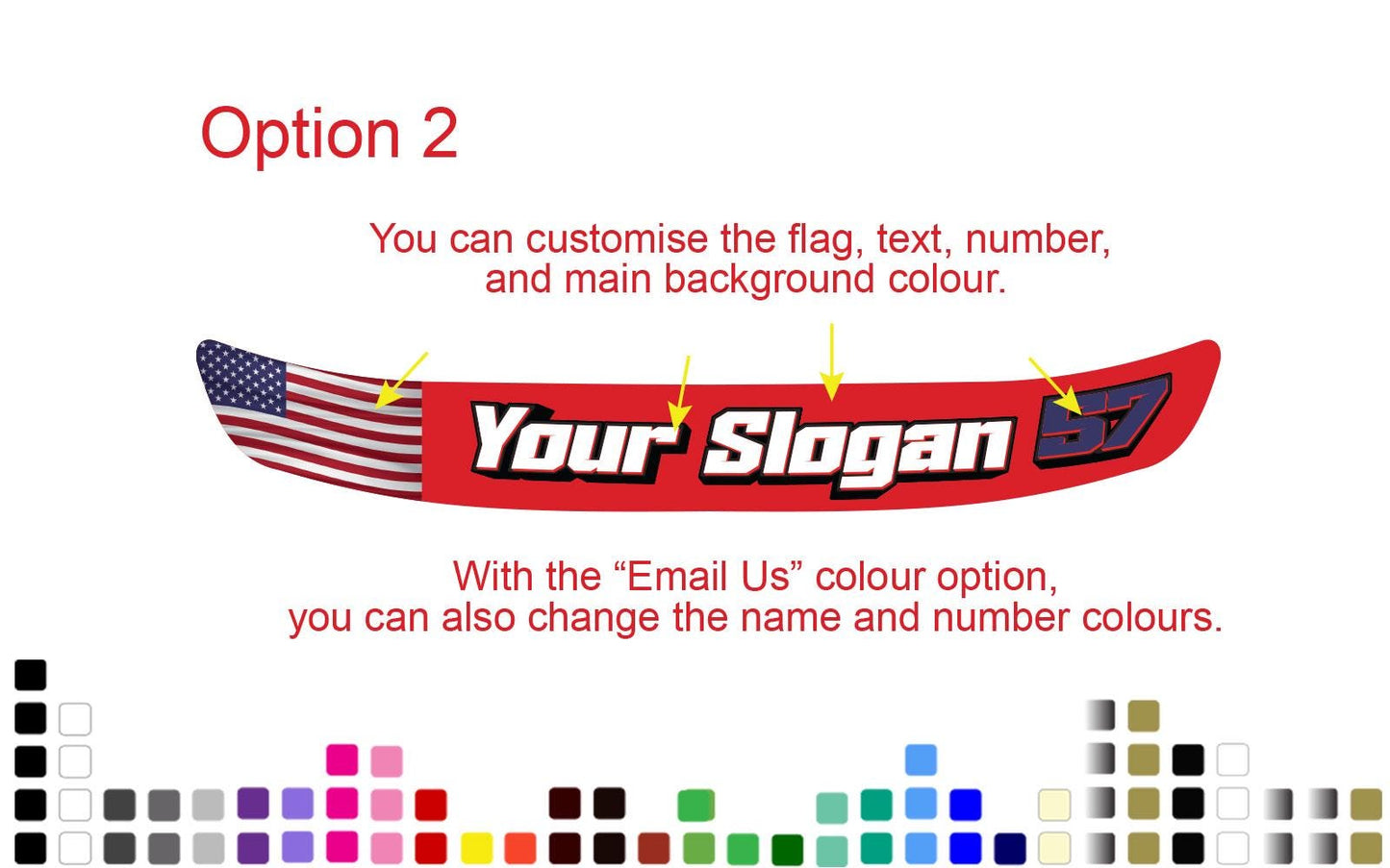 Custom Helmet Visor Decal: Flag, Text, Number - Bubble-Free (300mm) – view 3